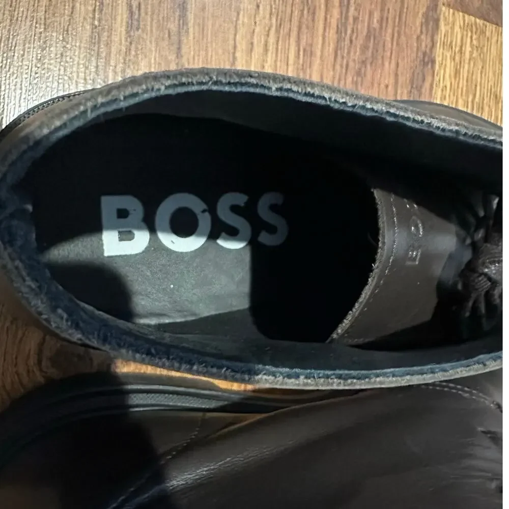 Hugo Boss Calev Leather Chukka Boots Men’s 43 Dark Brown Designer Dress Casual